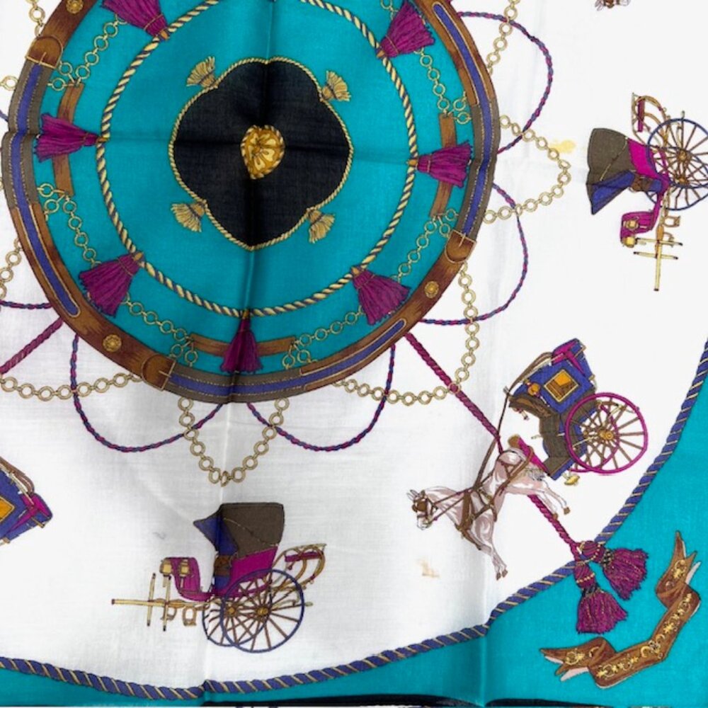 Unused Celine Paris + Melriese & Roch Cearces HandKerchief 19" Greem Beige  (6 - Picture 13 of 14